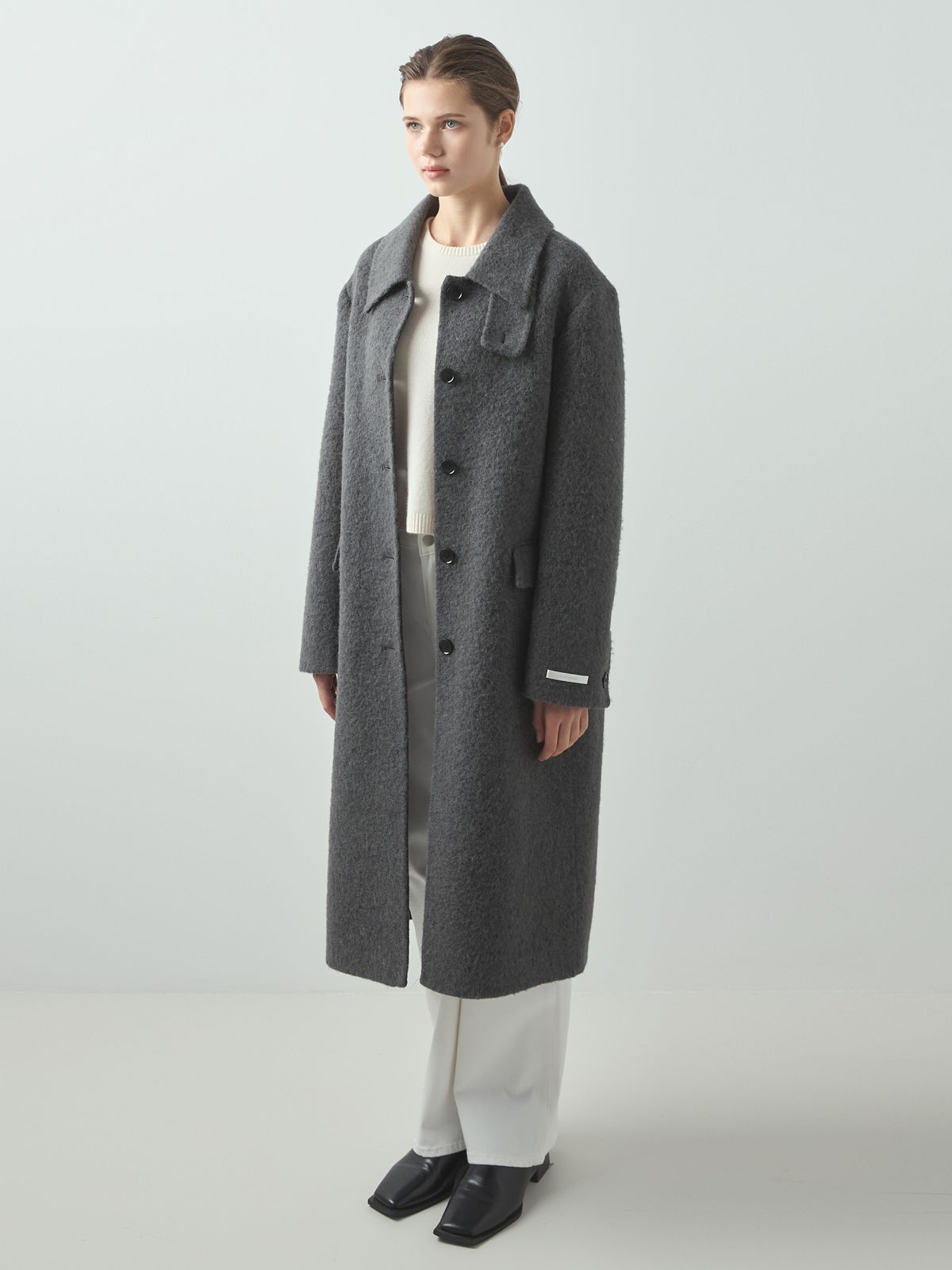 누토프(NUTOFFE) Alpaca Single Handmade Coat_Charcoal