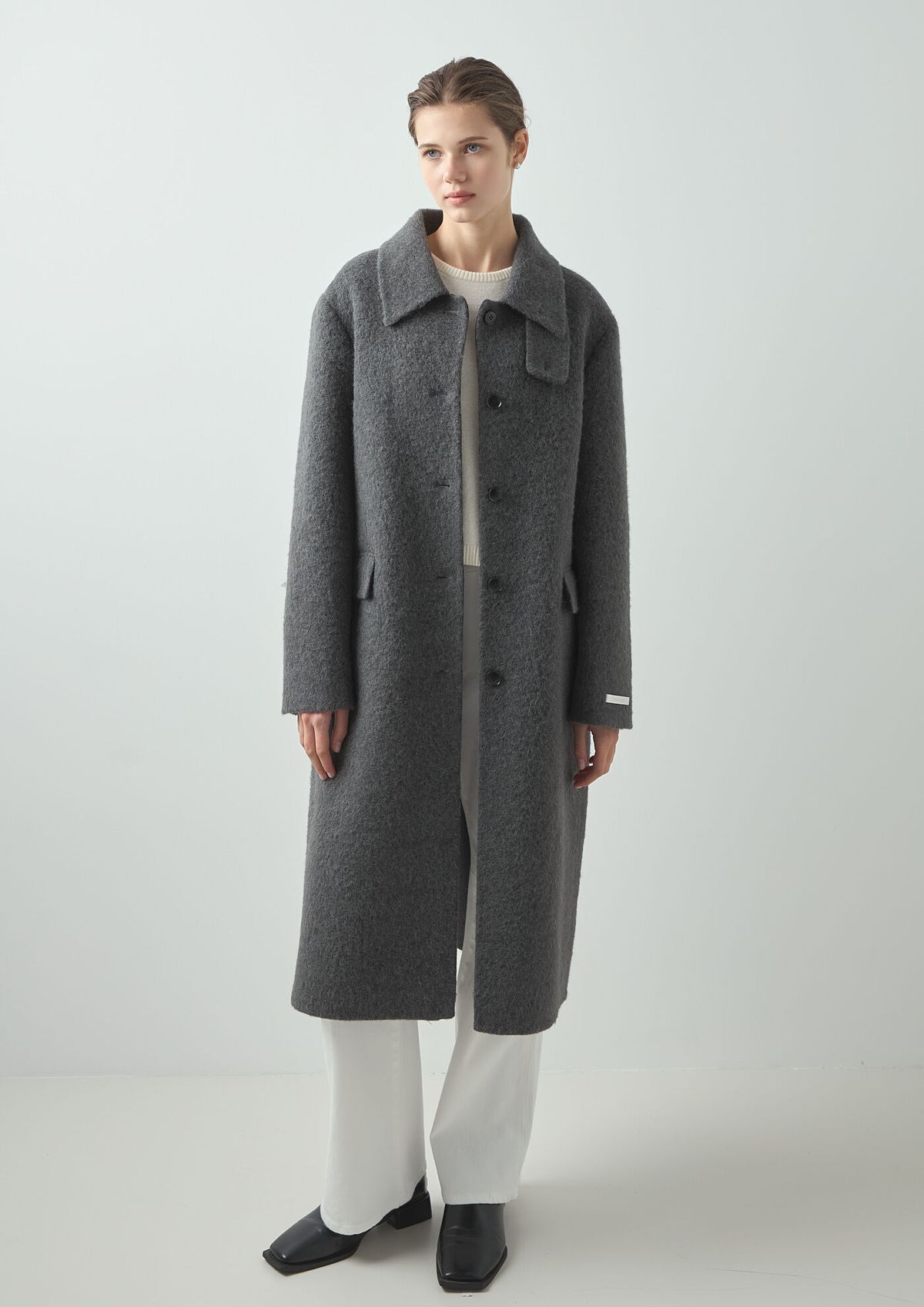 누토프(NUTOFFE) Alpaca Single Handmade Coat_Charcoal