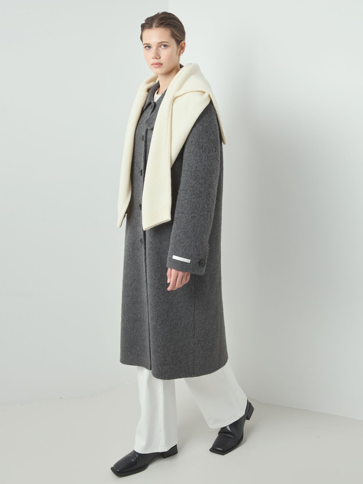 누토프(NUTOFFE) Alpaca Single Handmade Coat_Charcoal