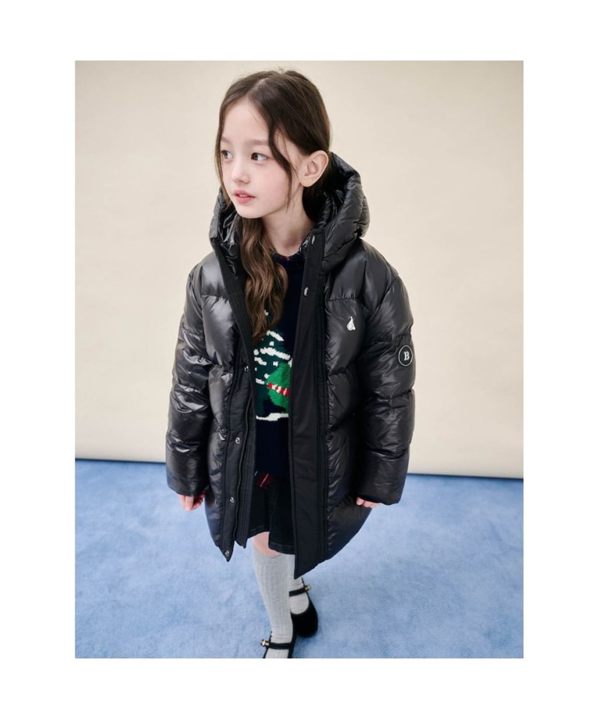 빈폴 키즈(BEANPOLE KIDS) 샤이니 덕다운 하프패딩  블랙 (BI5X38U075)