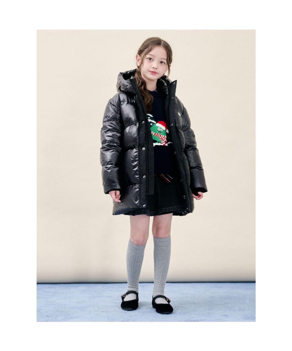 빈폴 키즈(BEANPOLE KIDS) 샤이니 덕다운 하프패딩  블랙 (BI5X38U075)