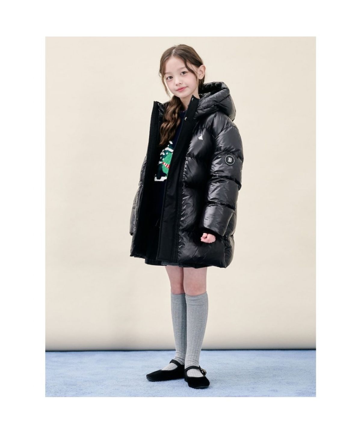 빈폴 키즈(BEANPOLE KIDS) 샤이니 덕다운 하프패딩  블랙 (BI5X38U075)