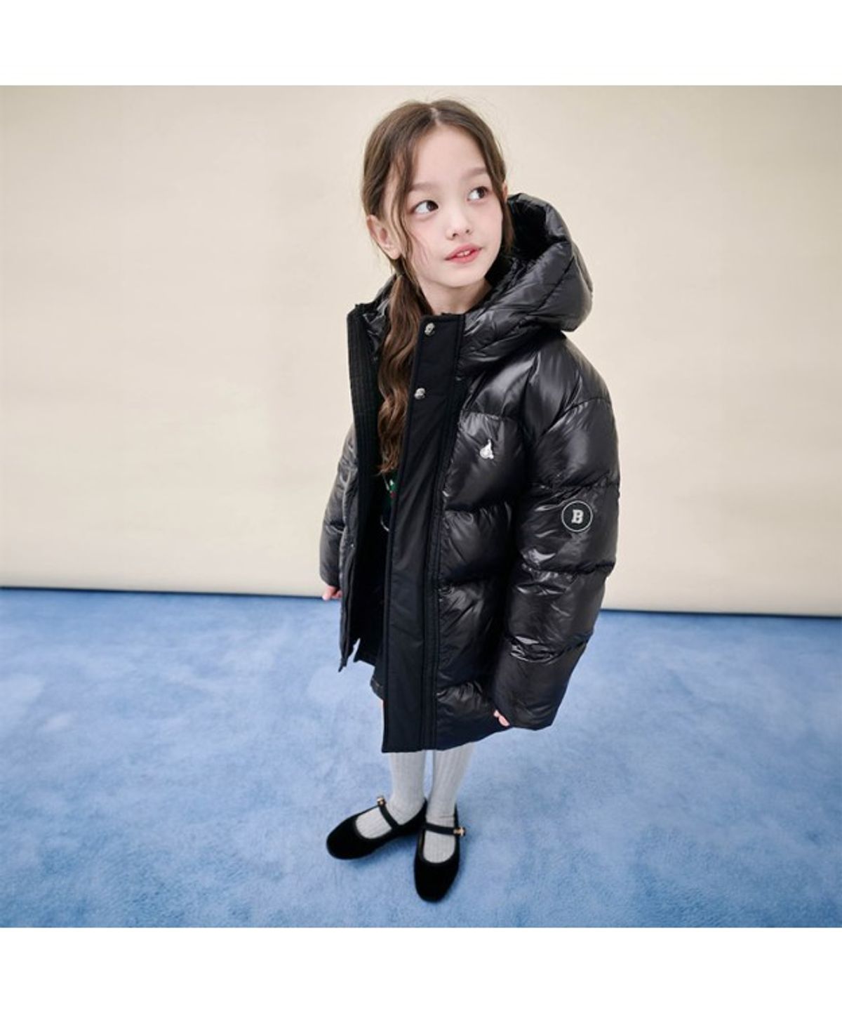 빈폴 키즈(BEANPOLE KIDS) 샤이니 덕다운 하프패딩  블랙 (BI5X38U075)