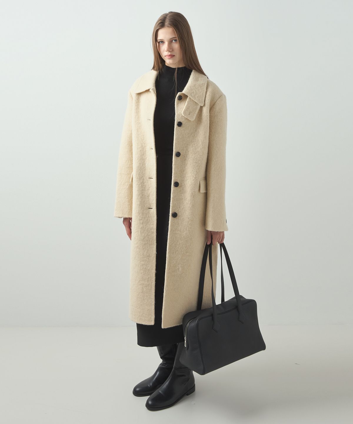 누토프(NUTOFFE) Alpaca Single Handmade Coat_Butter Beige
