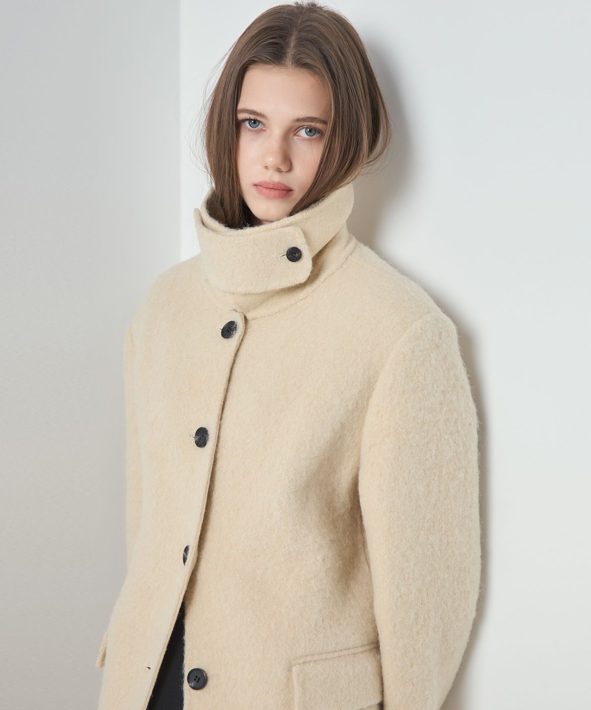 누토프(NUTOFFE) Alpaca Single Handmade Coat_Butter Beige