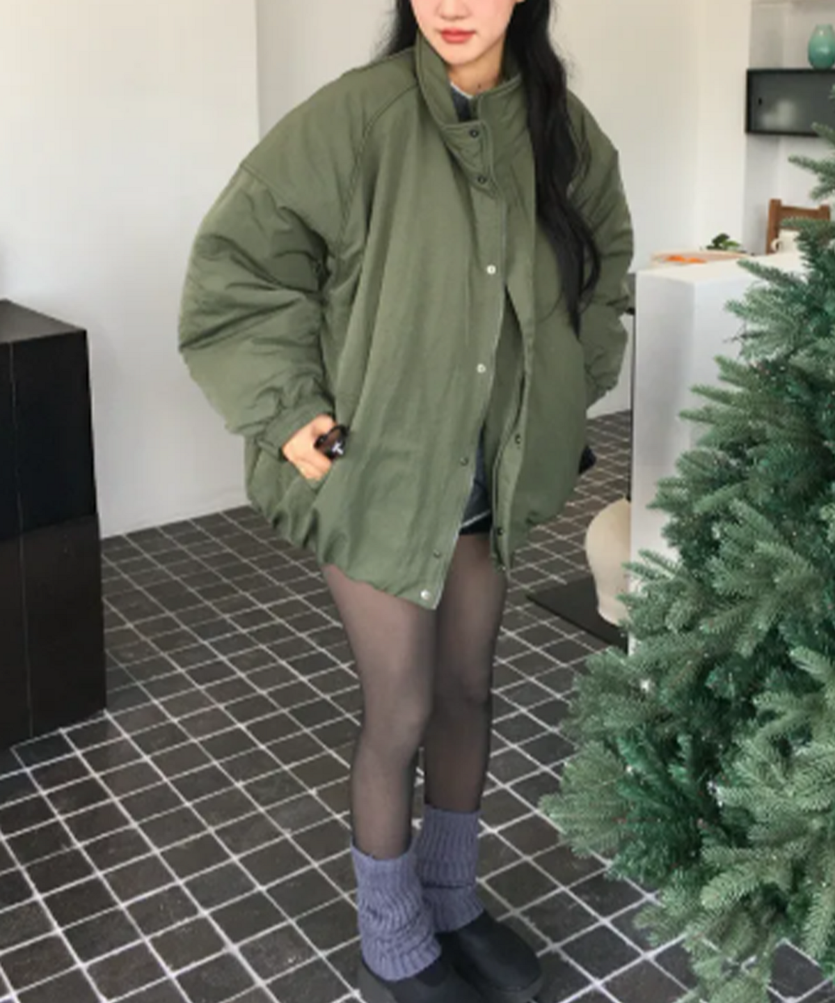 제너럴아이디어(GENERALIDEA) UNISEX 패디드 볼륨 블루종 봄버 점퍼 [KHAKI] / SBE3U07006