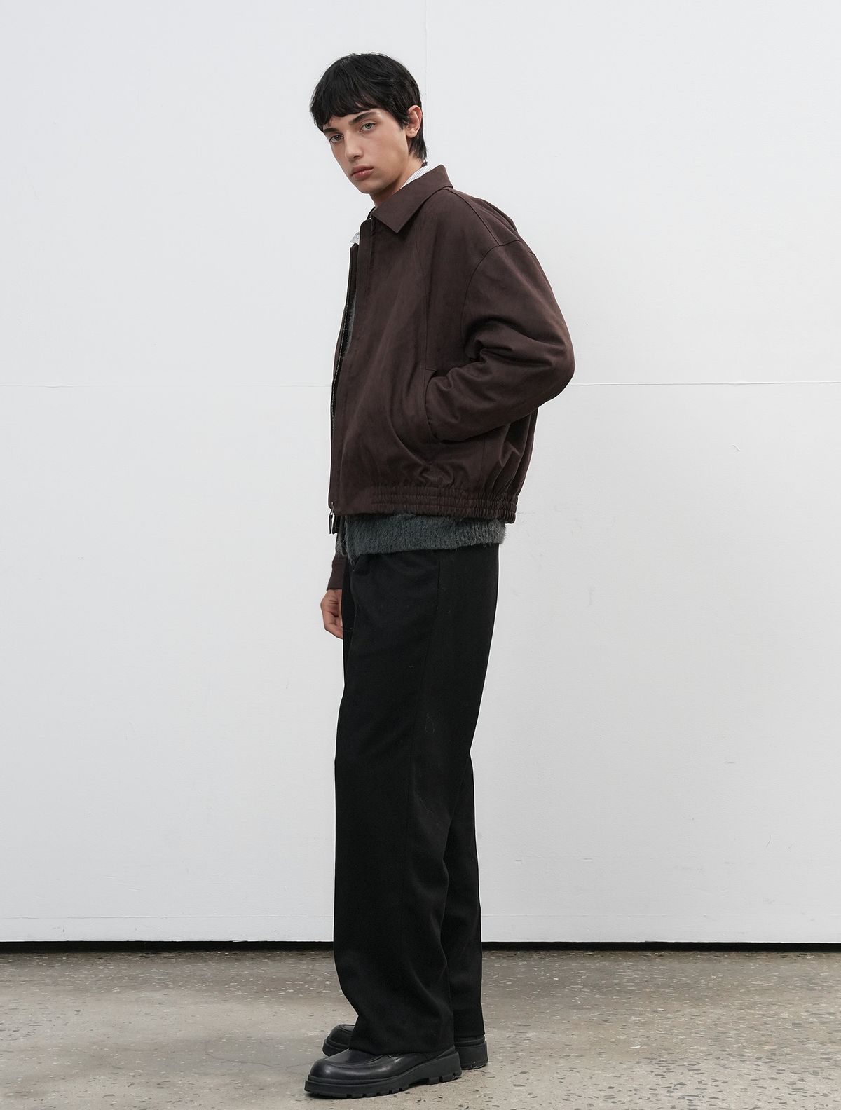 제너럴아이디어(GENERALIDEA) UNISEX 스웨이드 카라 블루종 [DARK BROWN] / SBE3U07010