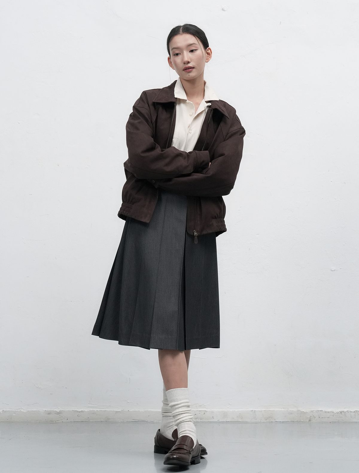제너럴아이디어(GENERALIDEA) UNISEX 스웨이드 카라 블루종 [DARK BROWN] / SBE3U07010