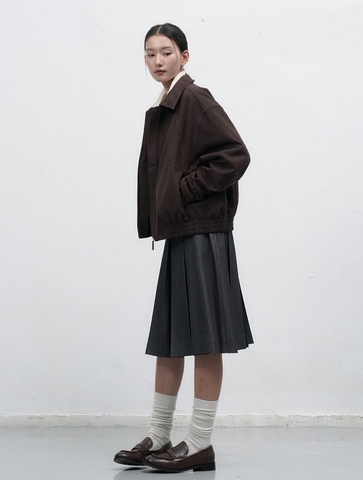 제너럴아이디어(GENERALIDEA) UNISEX 스웨이드 카라 블루종 [DARK BROWN] / SBE3U07010