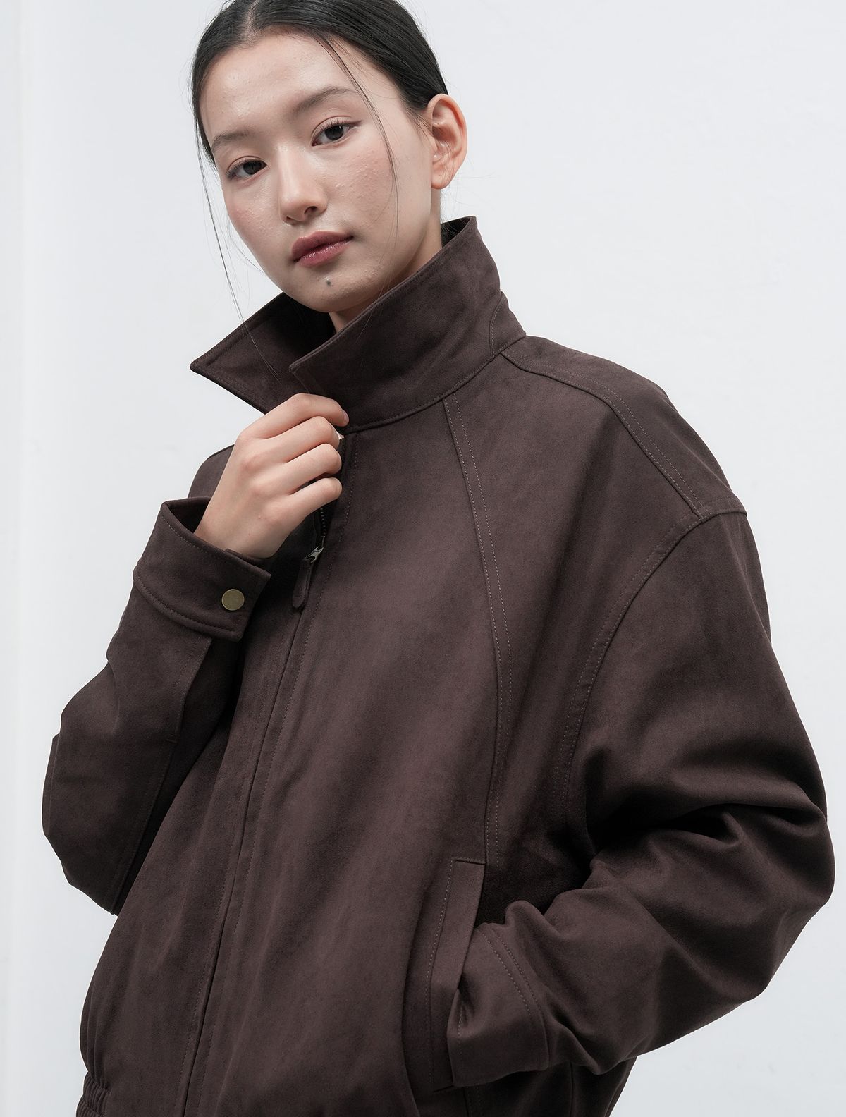 제너럴아이디어(GENERALIDEA) UNISEX 스웨이드 카라 블루종 [DARK BROWN] / SBE3U07010
