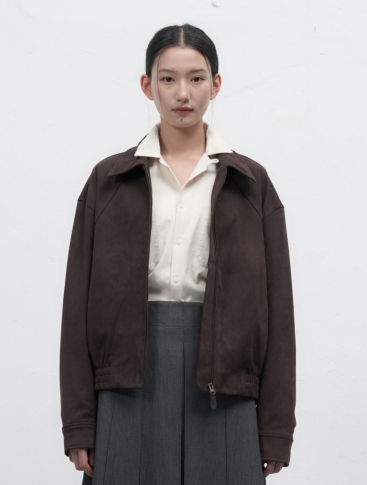 제너럴아이디어(GENERALIDEA) UNISEX 스웨이드 카라 블루종 [DARK BROWN] / SBE3U07010