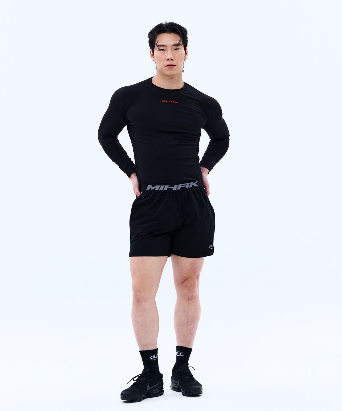 미학(MIHAK) 시그니처 밴드 액티브 하프팬츠 (BLACK)