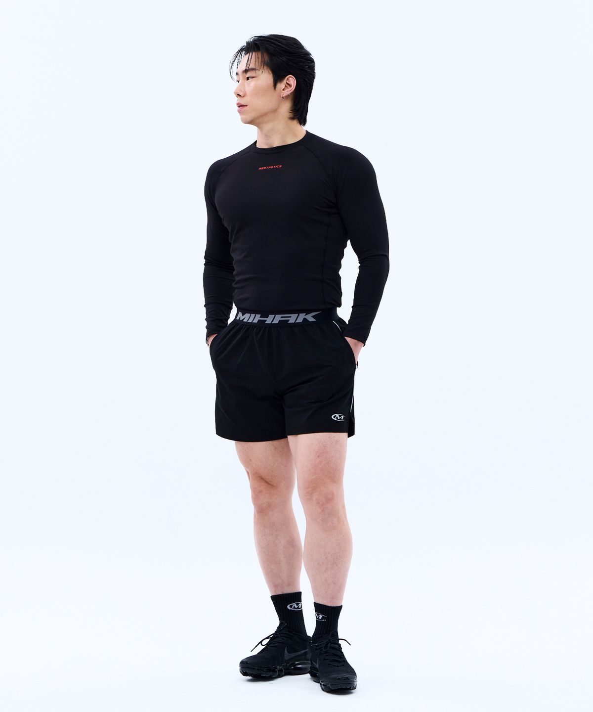 미학(MIHAK) 시그니처 밴드 액티브 하프팬츠 (BLACK)