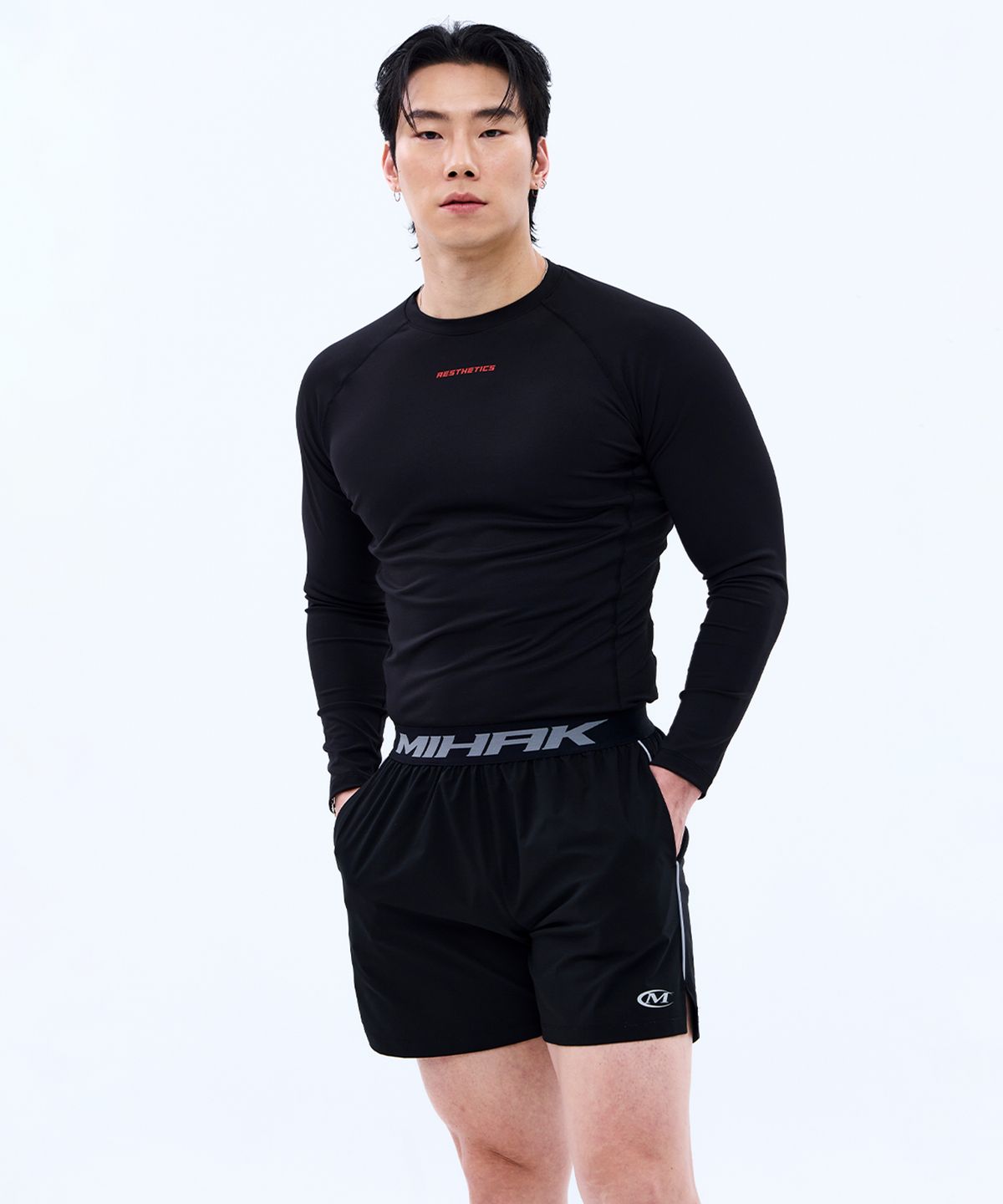 미학(MIHAK) 시그니처 밴드 액티브 하프팬츠 (BLACK)