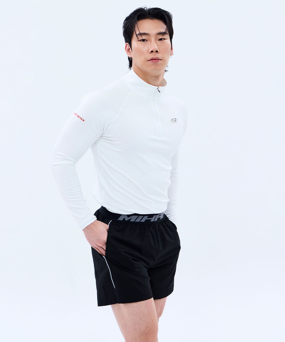 미학(MIHAK) 시그니처 밴드 액티브 하프팬츠 (BLACK)