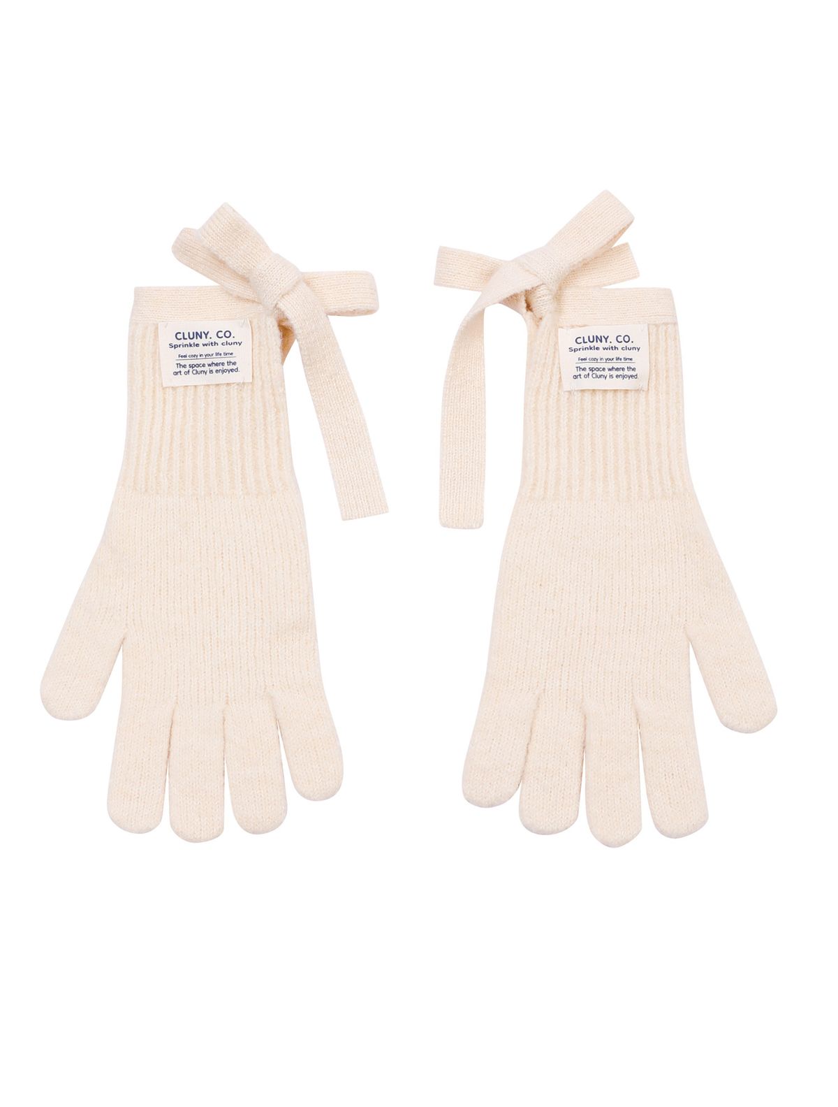 클루니(CLUNY) Soft wool ribbon knit tie gloves - (4color)