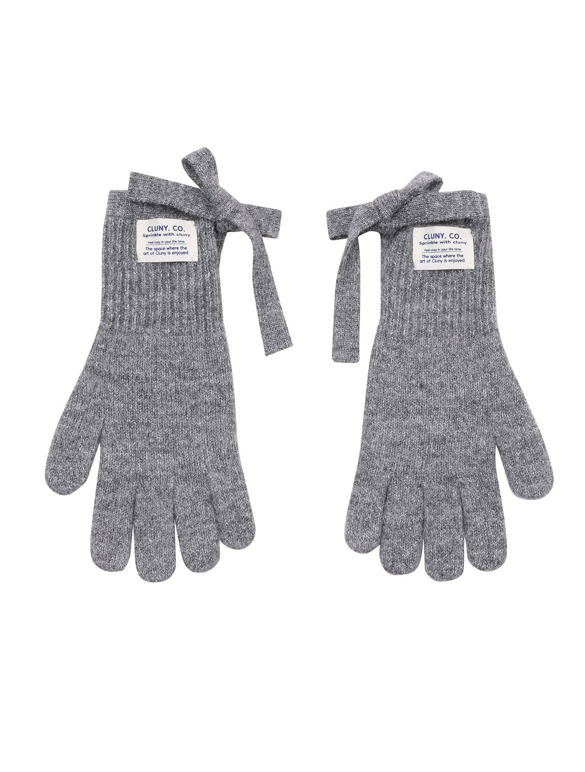 클루니(CLUNY) Soft wool ribbon knit tie gloves - (4color)