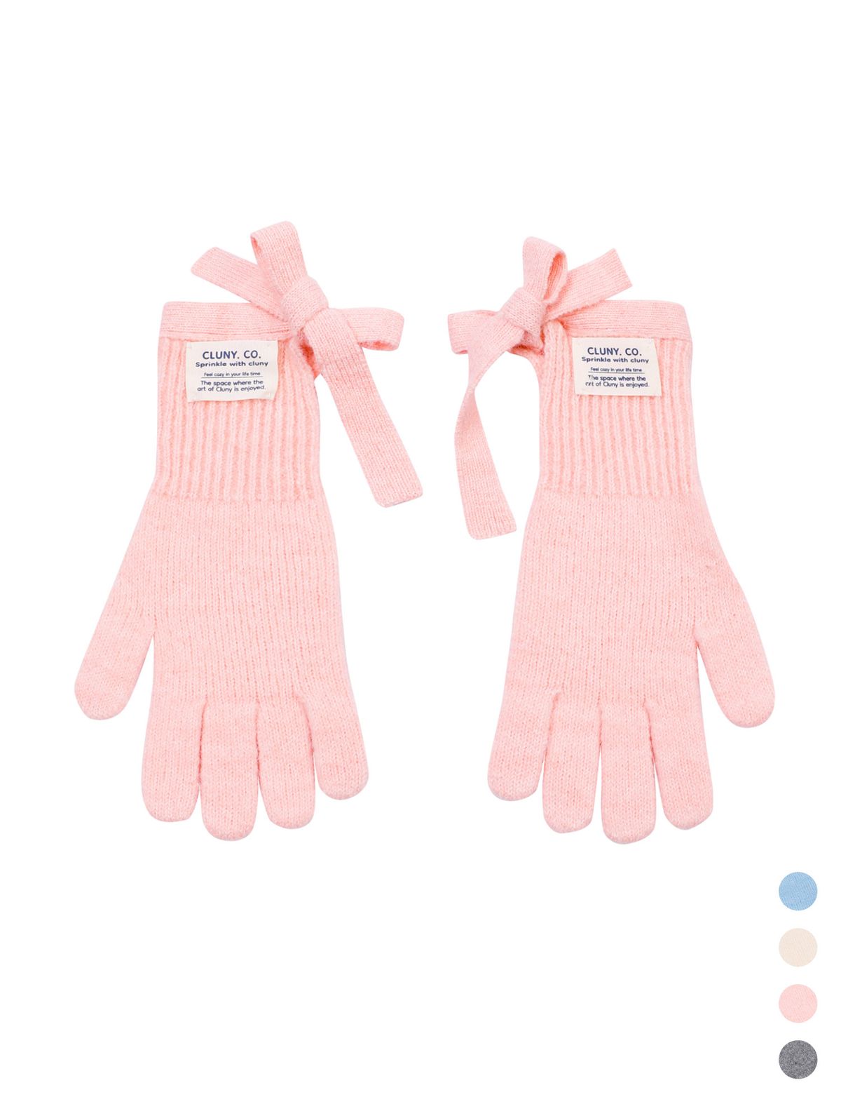 클루니(CLUNY) Soft wool ribbon knit tie gloves - (4color)