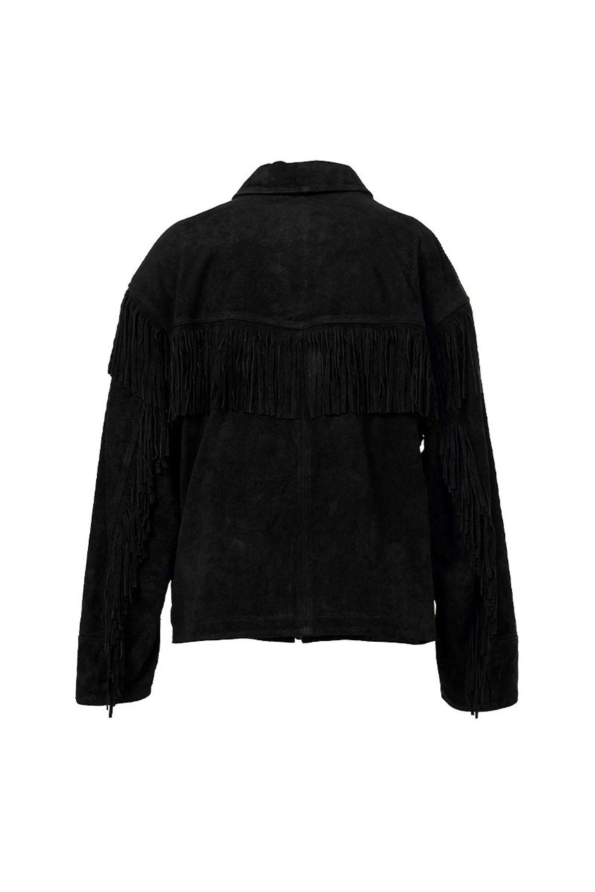카미야(KAMIYA) Suede Fringe Blouson - BLACK