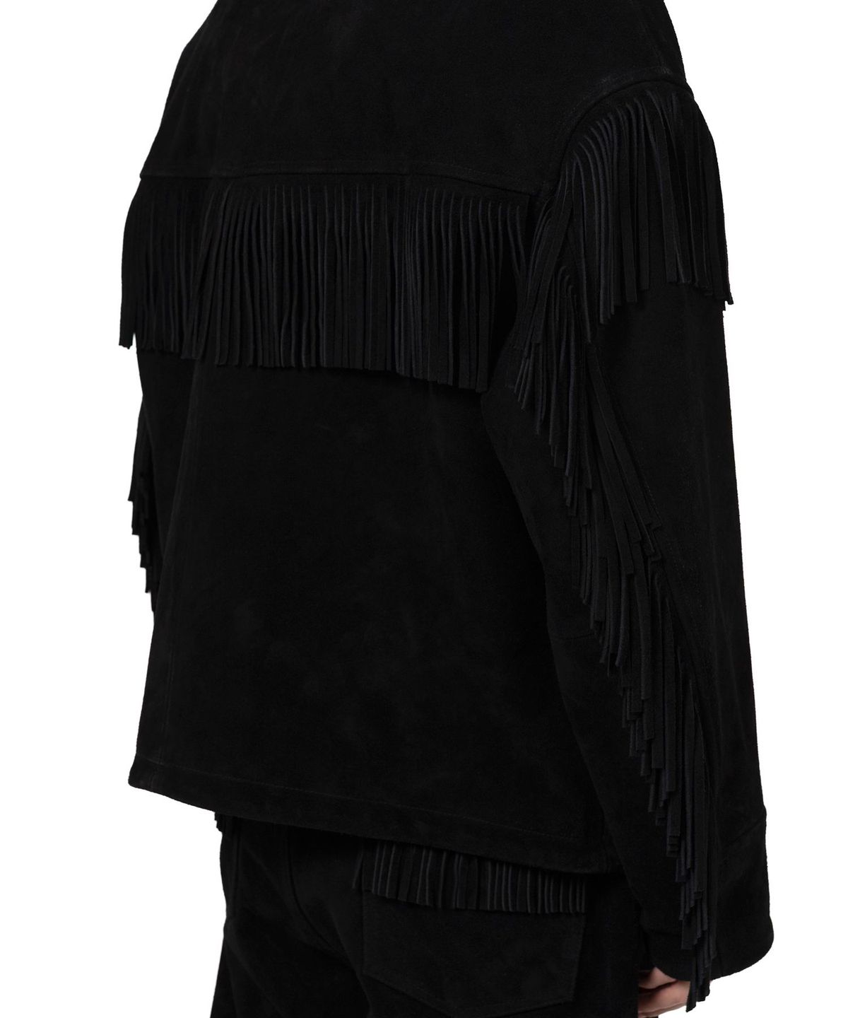 카미야(KAMIYA) Suede Fringe Blouson - BLACK