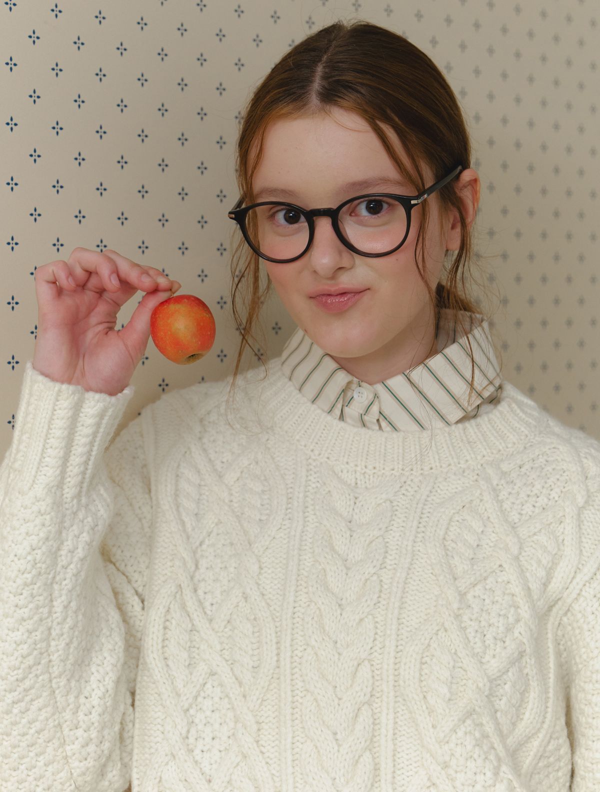 클루니(CLUNY) Alpaca twist cable knit sweater - ivory
