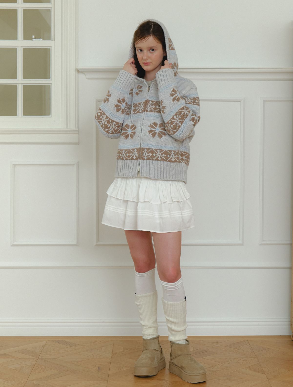 클루니(CLUNY) Snow alpaca knit zipup cardigan - gray