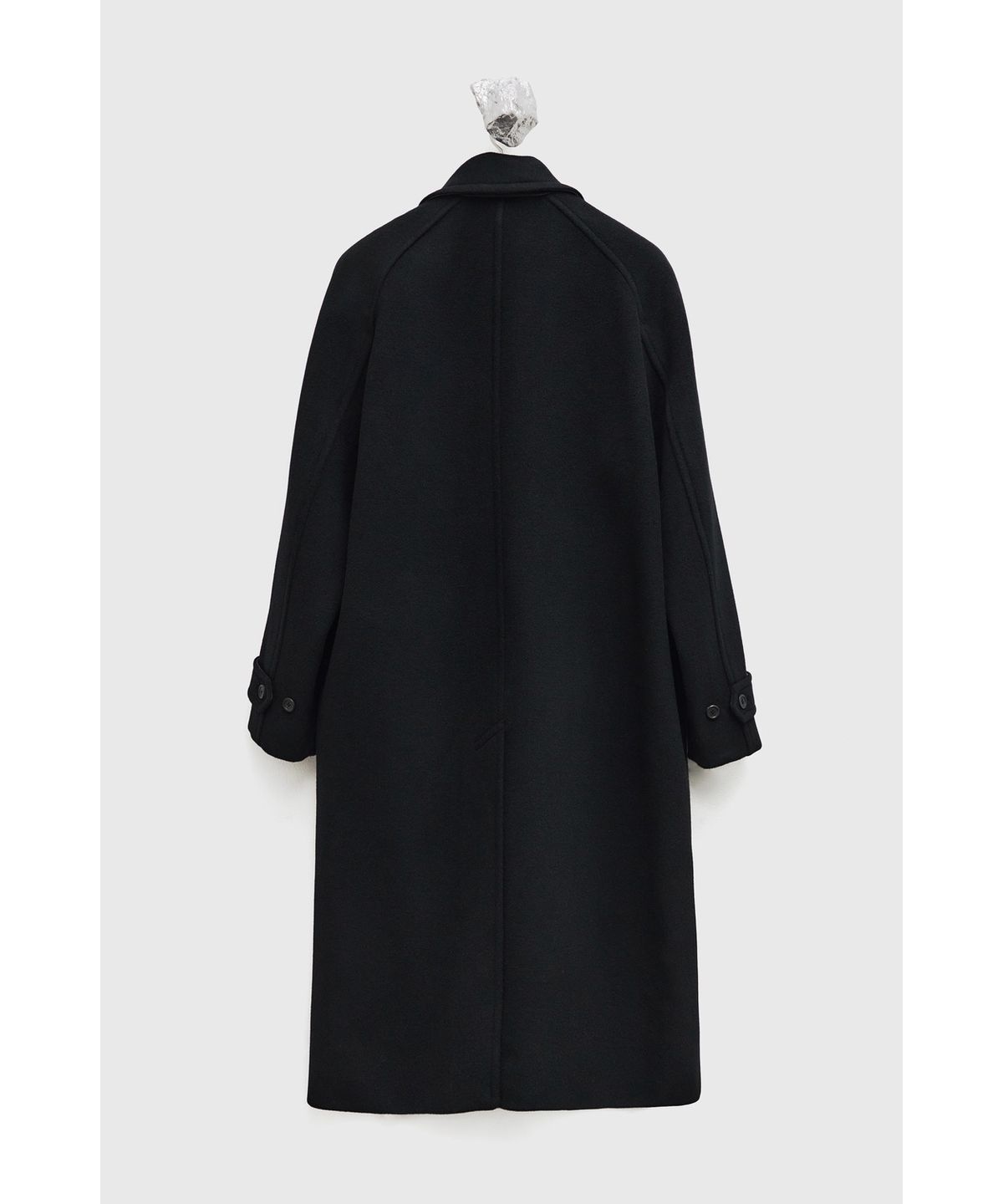유스(YOUTH) Leather Trim Mac Coat - Black