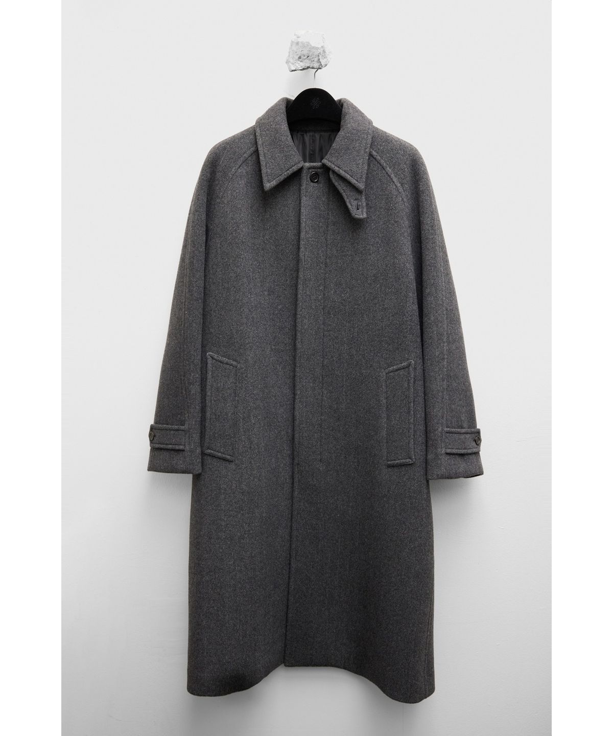 유스(YOUTH) Leather Trim Mac Coat - Charcoal Grey