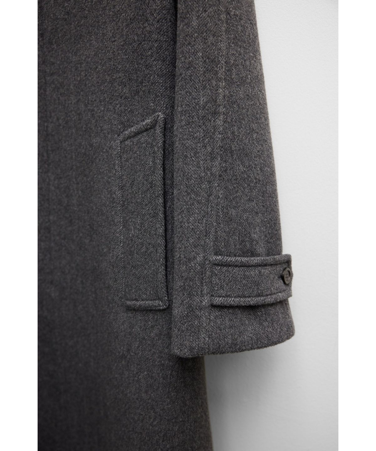유스(YOUTH) Leather Trim Mac Coat - Charcoal Grey