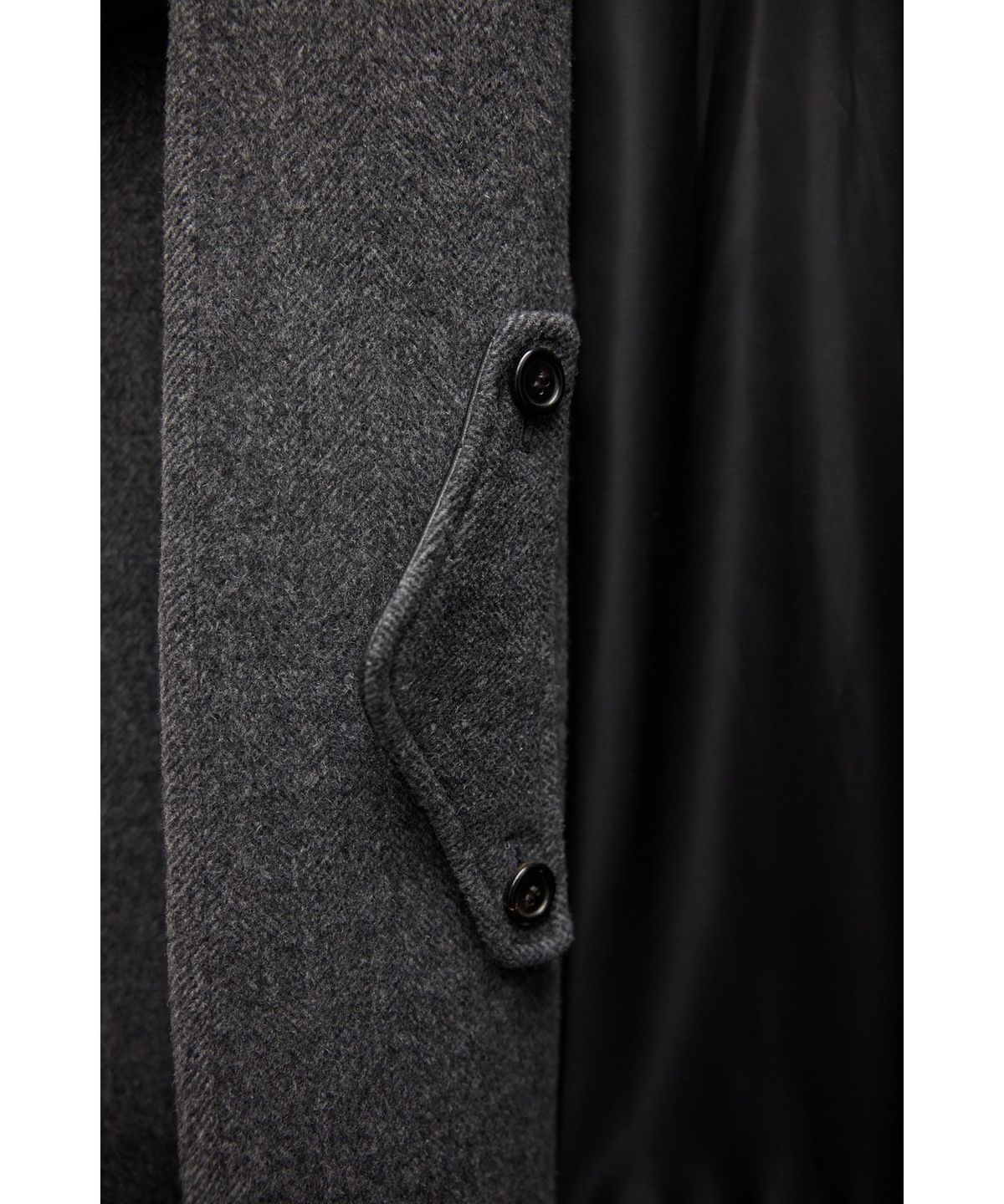 유스(YOUTH) Leather Trim Mac Coat - Charcoal Grey
