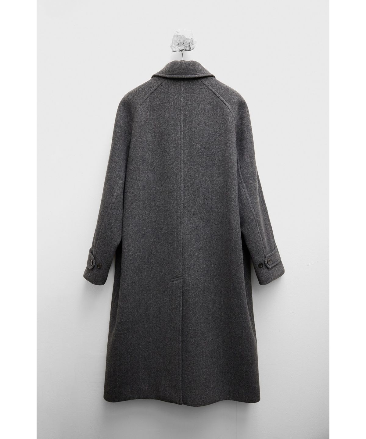 유스(YOUTH) Leather Trim Mac Coat - Charcoal Grey
