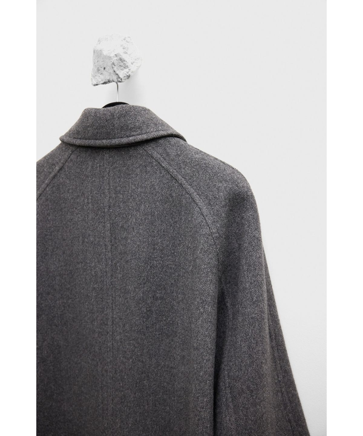 유스(YOUTH) Leather Trim Mac Coat - Charcoal Grey
