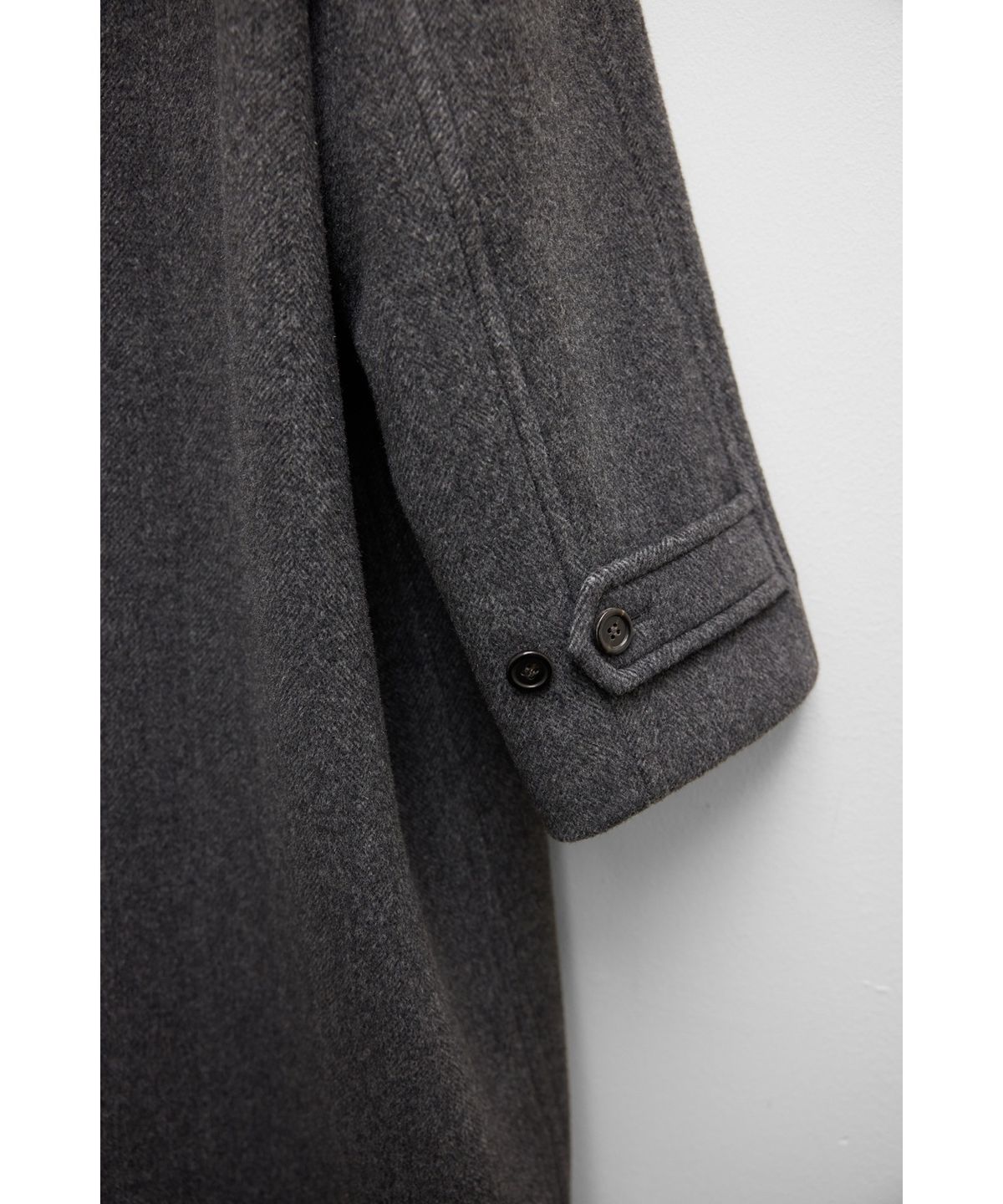 유스(YOUTH) Leather Trim Mac Coat - Charcoal Grey