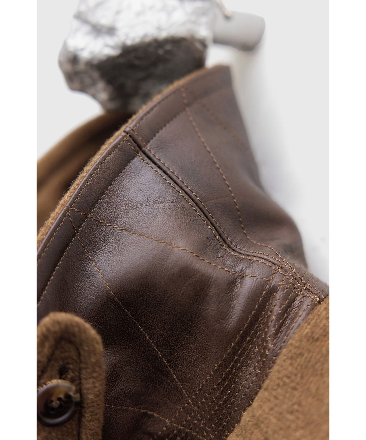 유스(YOUTH) Leather Trim Mac Coat - Camel