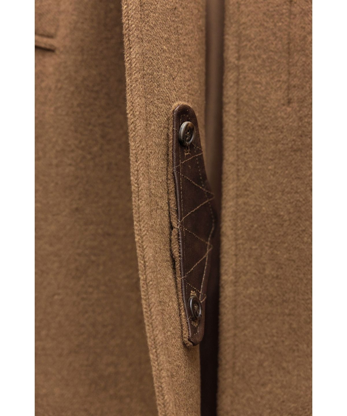 유스(YOUTH) Leather Trim Mac Coat - Camel
