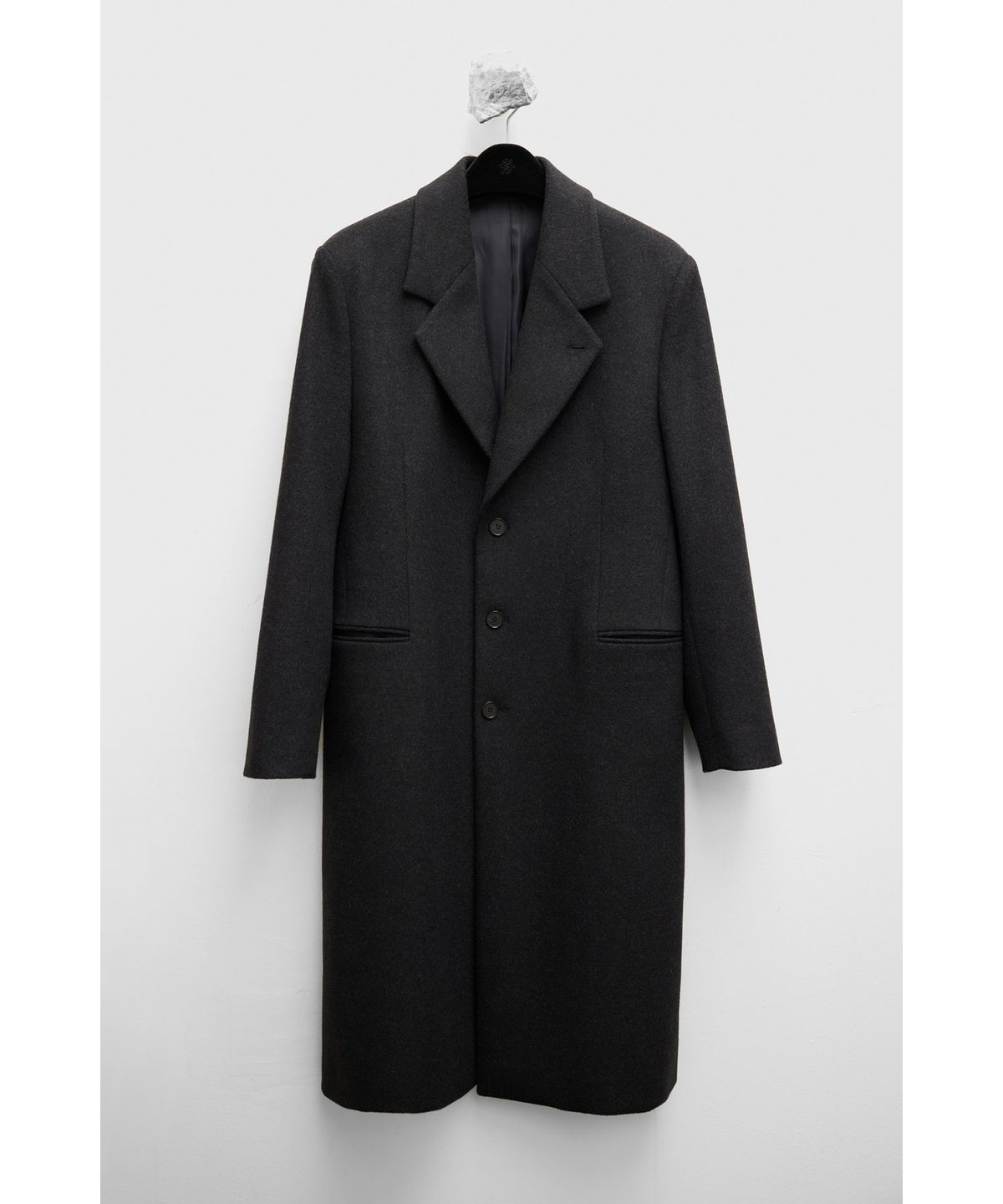 유스(YOUTH) Leather Trim Chesterfield Coat - Charcoal Grey