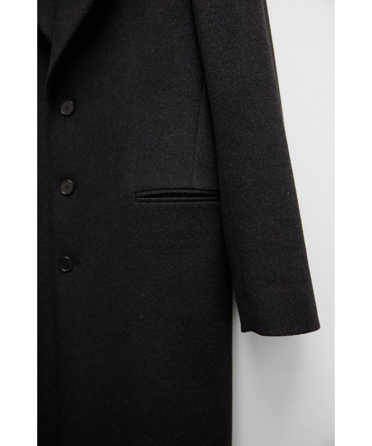 유스(YOUTH) Leather Trim Chesterfield Coat - Charcoal Grey