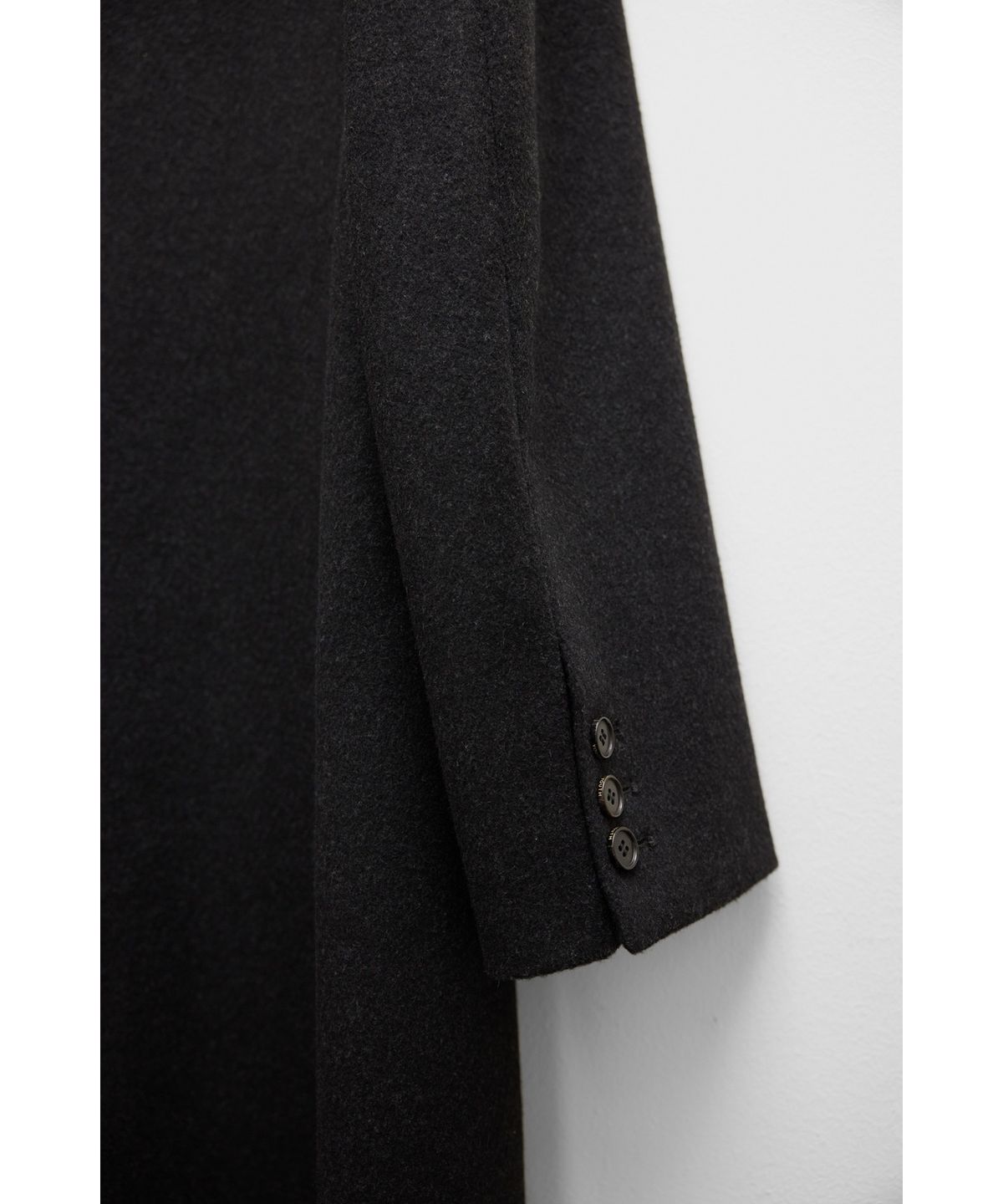 유스(YOUTH) Leather Trim Chesterfield Coat - Charcoal Grey