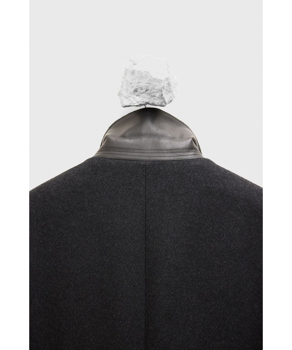 유스(YOUTH) Leather Trim Chesterfield Coat - Charcoal Grey
