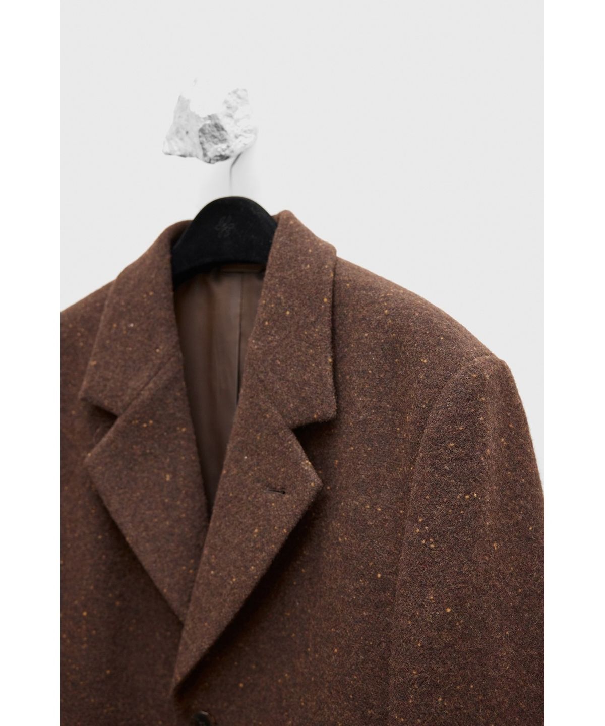 유스(YOUTH) Leather Trim Chesterfield Coat - Herringbone Brown