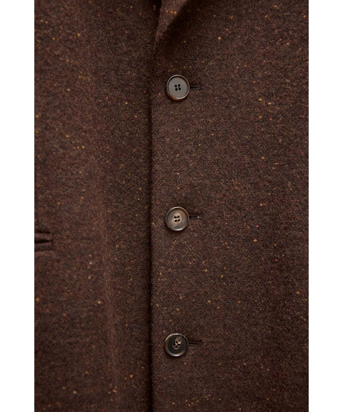 유스(YOUTH) Leather Trim Chesterfield Coat - Herringbone Brown