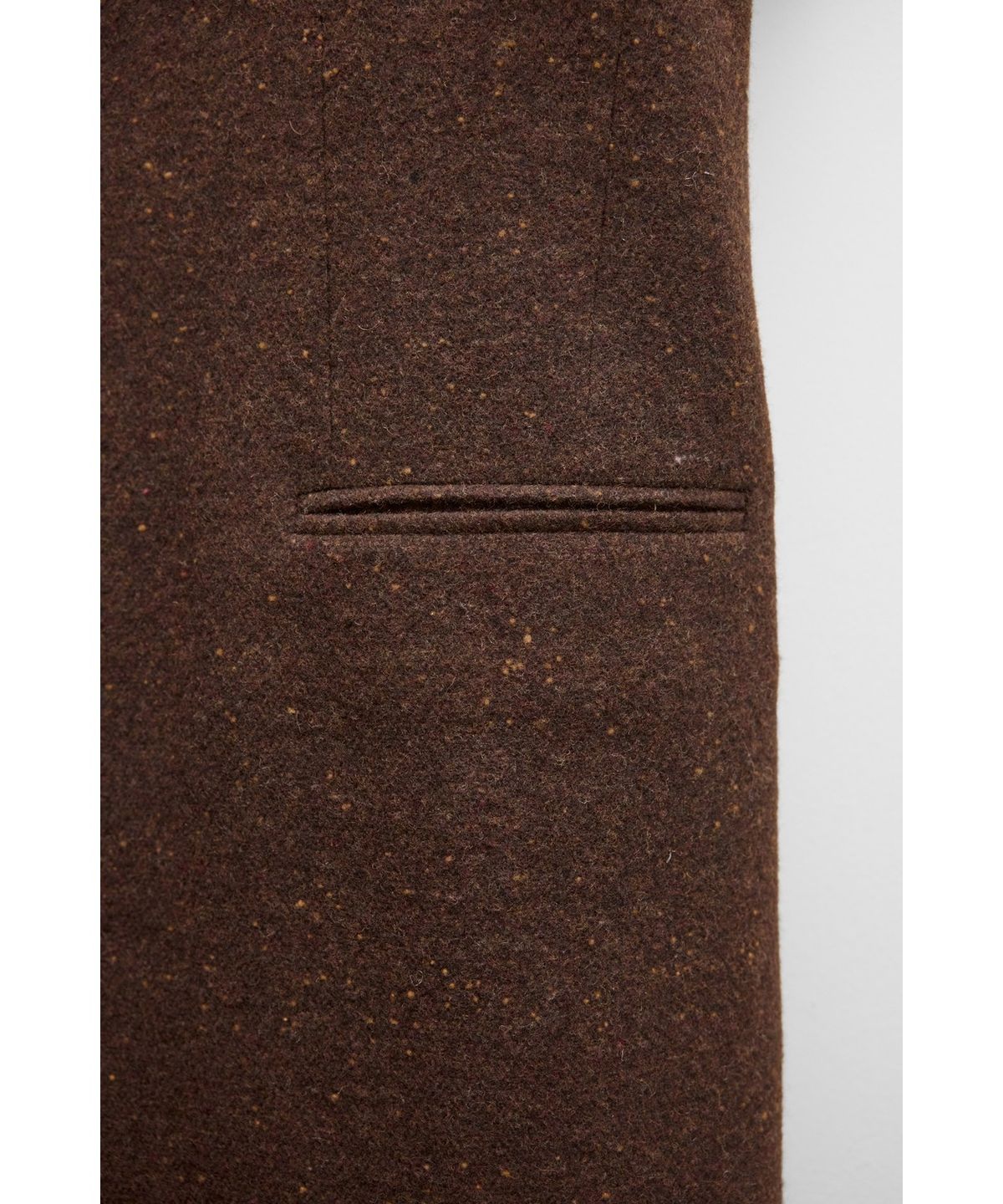유스(YOUTH) Leather Trim Chesterfield Coat - Herringbone Brown