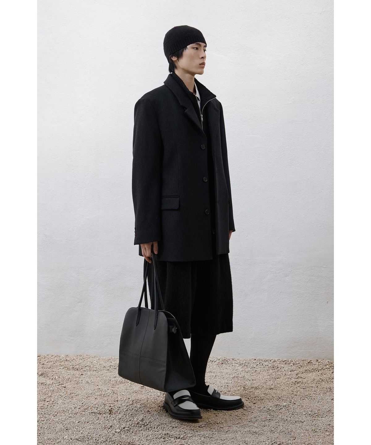 유스(YOUTH) Heavy Wool Half Coat - Charcoal Grey