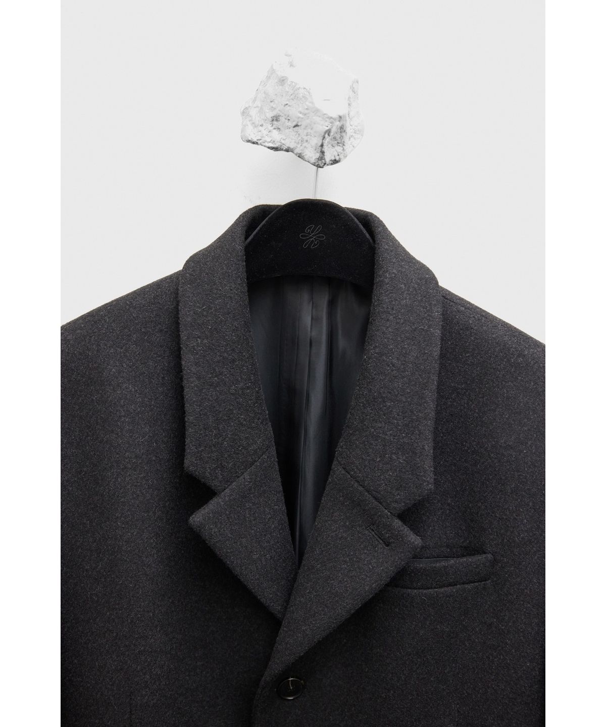 유스(YOUTH) Heavy Wool Half Coat - Charcoal Grey