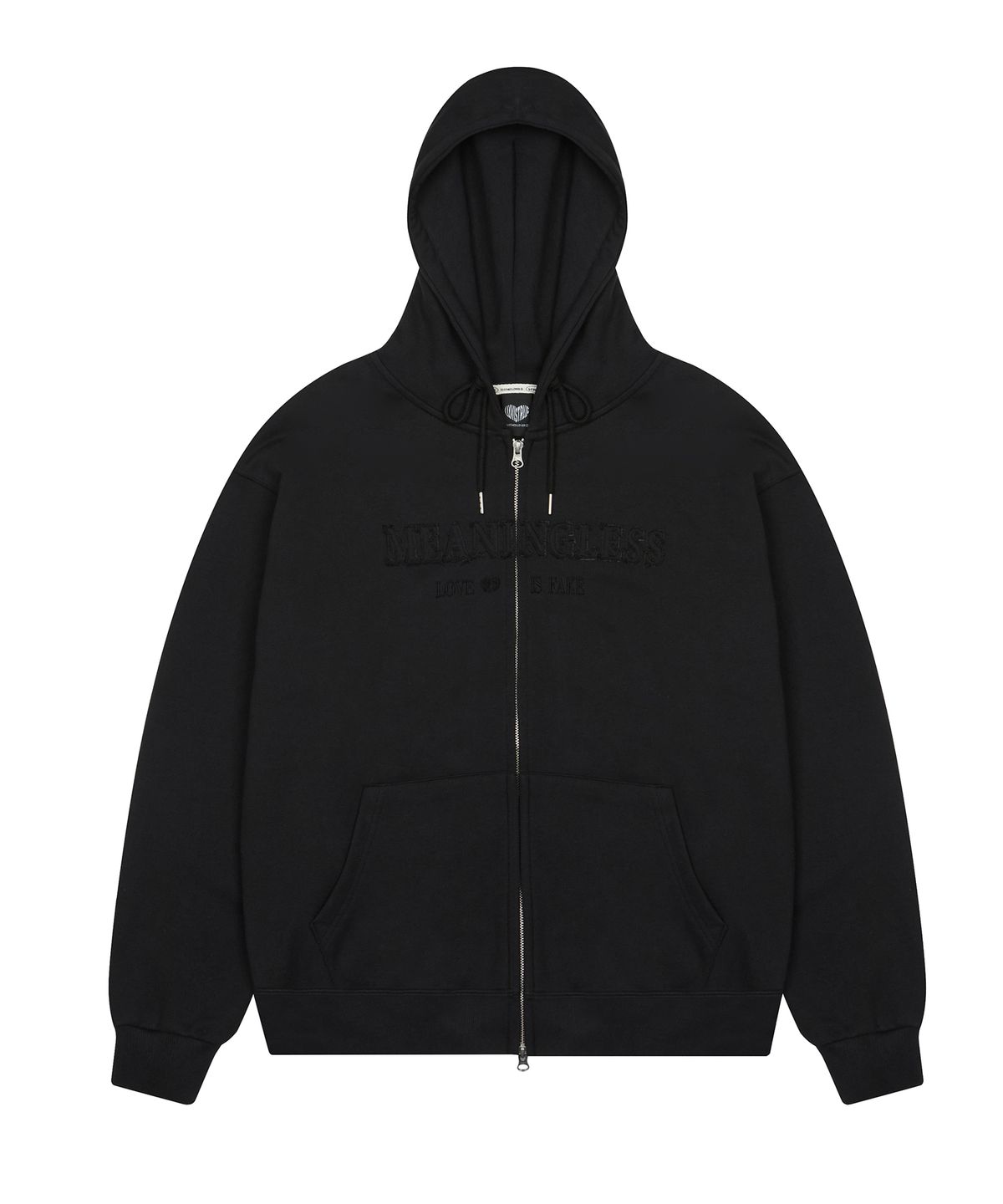 러브이즈트루(LUVISTRUE) LUVISTRUE X MEANINGLESS OVERFIT HOOD ZIPUP(BLACK)
