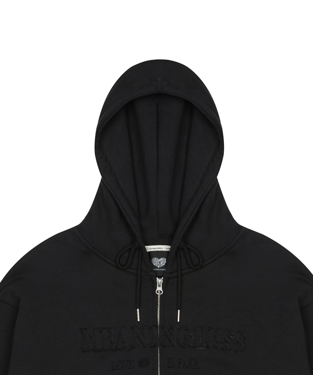 러브이즈트루(LUVISTRUE) LUVISTRUE X MEANINGLESS OVERFIT HOOD ZIPUP(BLACK)