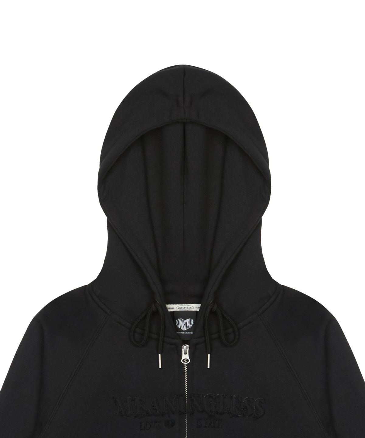 러브이즈트루(LUVISTRUE) LUVISTRUE X MEANINGLESS SLIMFIT HOOD ZIPUP(BLACK)