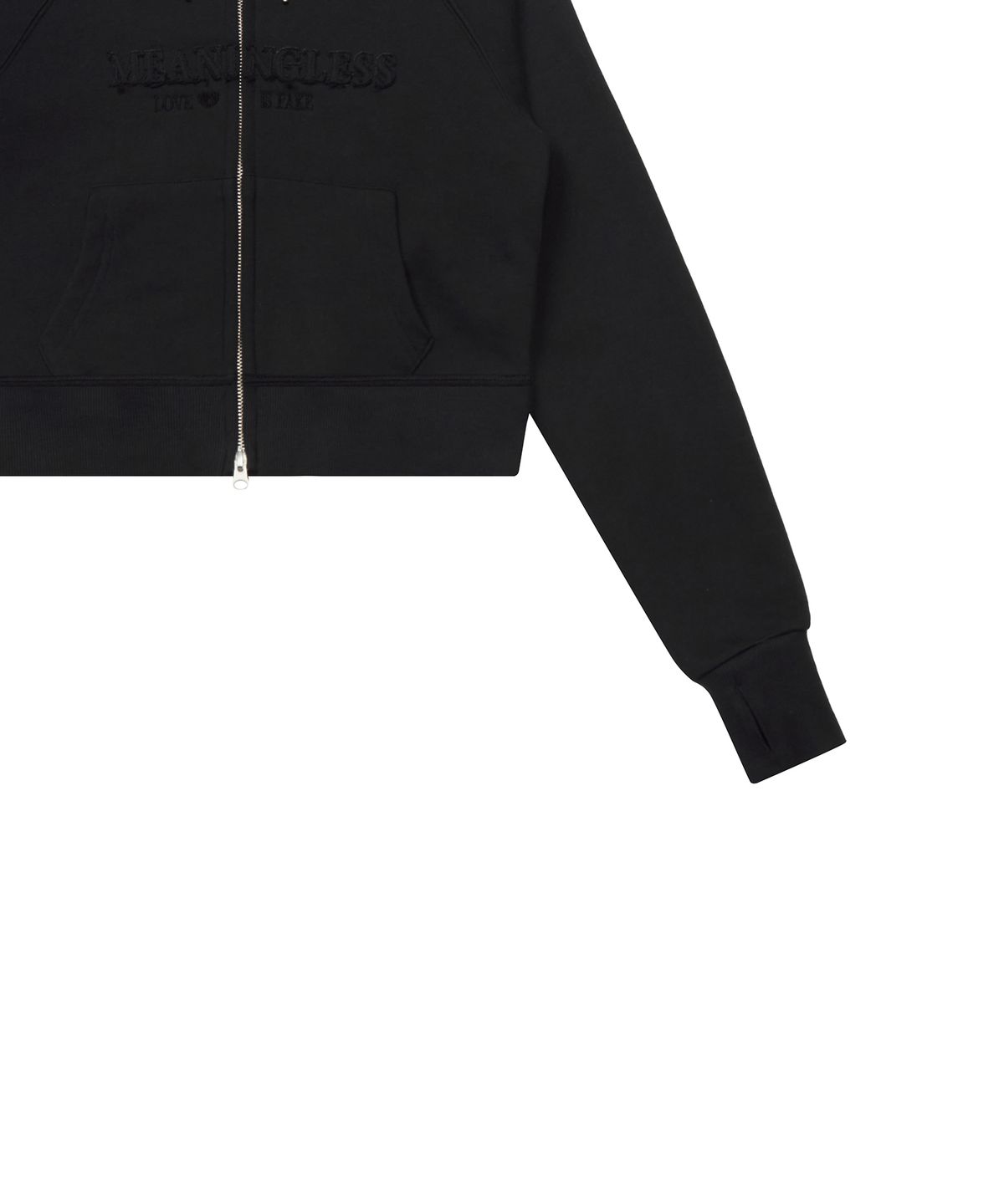 러브이즈트루(LUVISTRUE) LUVISTRUE X MEANINGLESS SLIMFIT HOOD ZIPUP(BLACK)