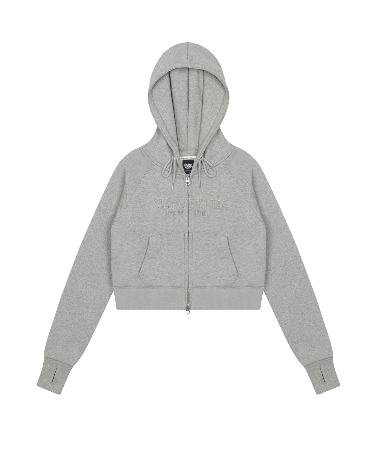 러브이즈트루(LUVISTRUE) LUVISTRUE X MEANINGLESS SLIMFIT HOOD ZIPUP(GRAY)