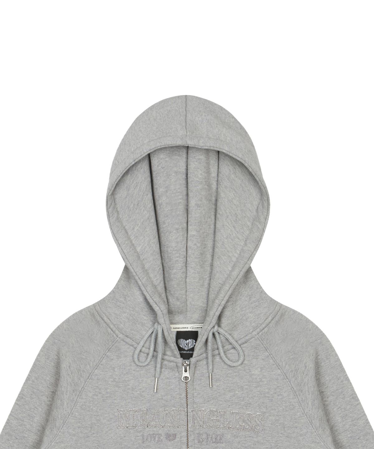 러브이즈트루(LUVISTRUE) LUVISTRUE X MEANINGLESS SLIMFIT HOOD ZIPUP(GRAY)